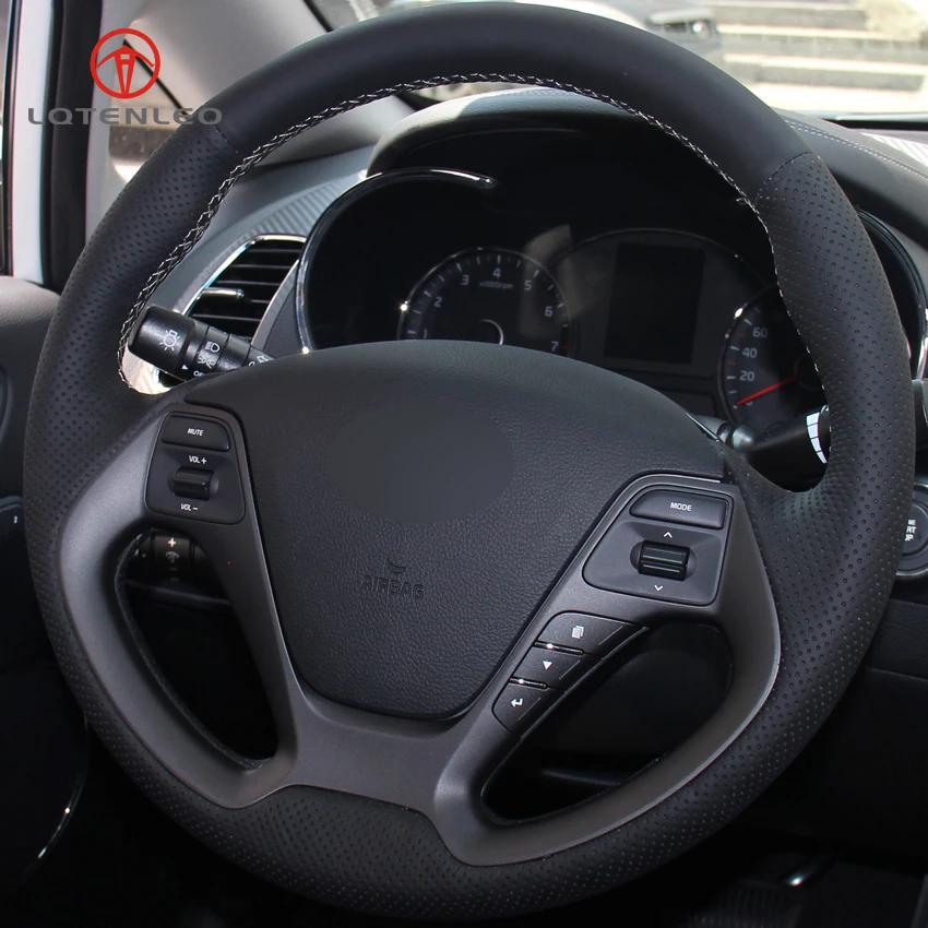 LQTENLEO черная крышка рулевого колеса автомобиля из натуральной кожи для Kia K3 2012- Ceed Cee 'd Cerato 2012- Forte Koup Forte5 2013