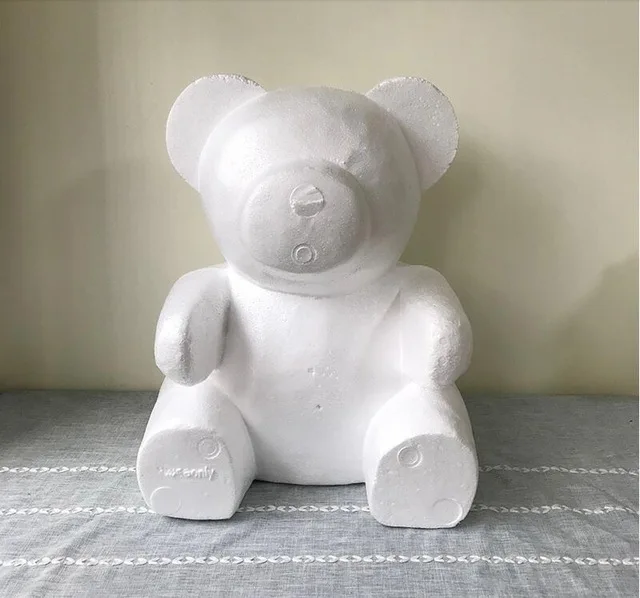 Белый Розовый медведь подготовка DIY пенные заготовки плесень материал плюшевый медведь 60 см эмбрион Искусственные цветы из пены ремесленные формы - Цвет: Белый