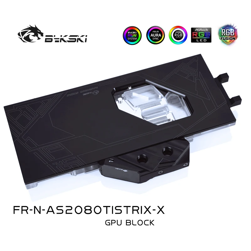 Водоблок Bykski для ASUS ROG STRIX-RTX2080TI-O11G-GAMING/медный блок с полным покрытием/RGB светильник