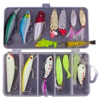 multiple fishing lure set wobblers artificial mixed colors styles plastic metal bait soft fishing lure kit fishing tackle set