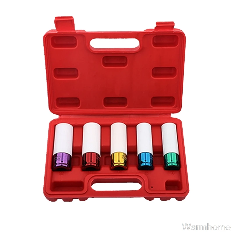 

5pcs Colorful Tire Protection Sleeve Wheel Wall Deep Impact Nut Sockets Auto Repair Hardware Tool 15/17/19/21/22mm O09 20