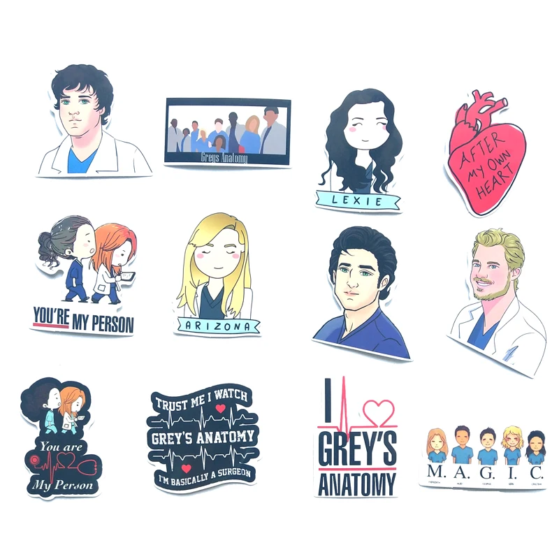 

50 Pcs/lot Classic American Drama Grey's Anatomy Stickers For Luggage Suitcase Laptop Car Phone PVC Sticker Doctors Gift