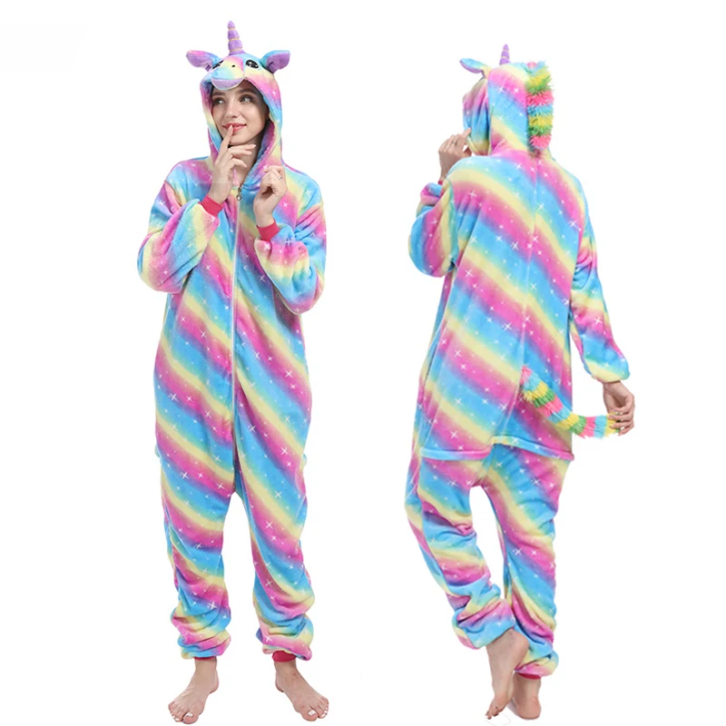 Пижама в виде единорога для взрослых мультяшный Стич панда женский и мужской