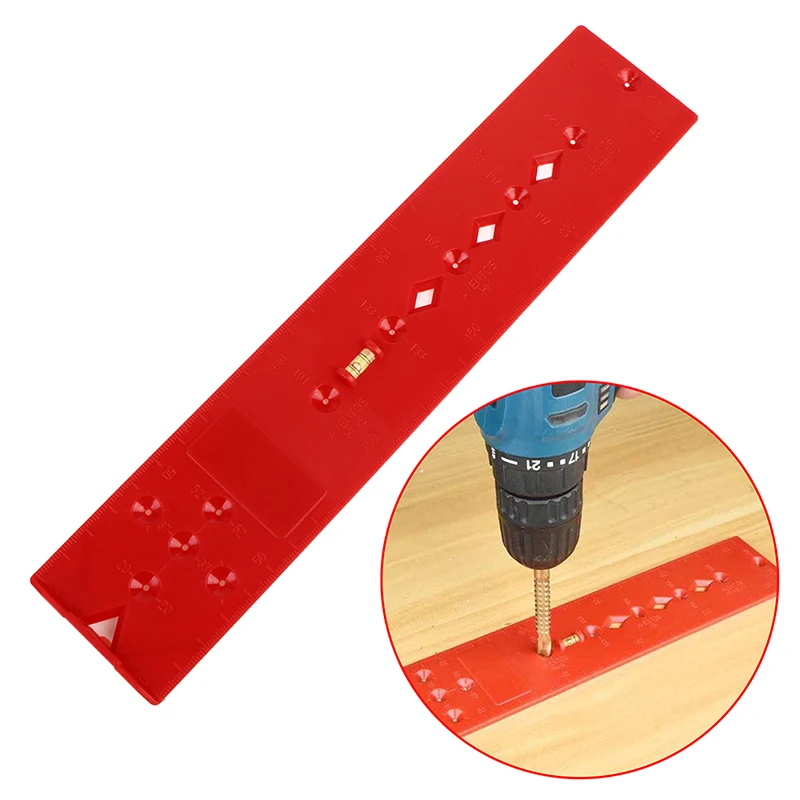 

1PC Drill Punch Locator Jig Drill Guide Plastic Bubble Level Ruler Locator Hole Woodworking Tool