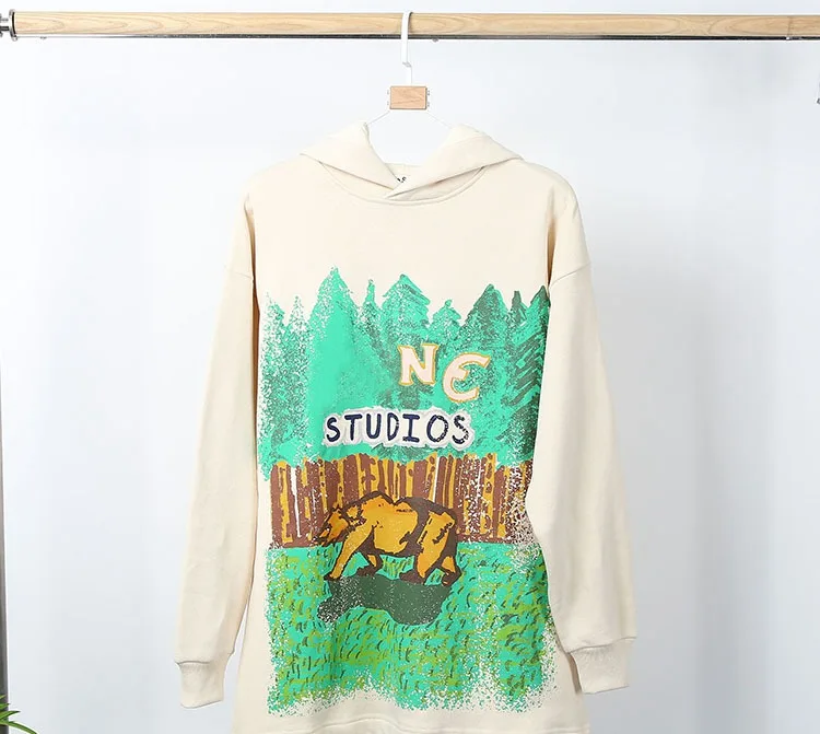 

Women Hoodie 2021 Early Autumn New Rhino Cartoon Print Loose Hooded Men's and Women's Same Style Sweater