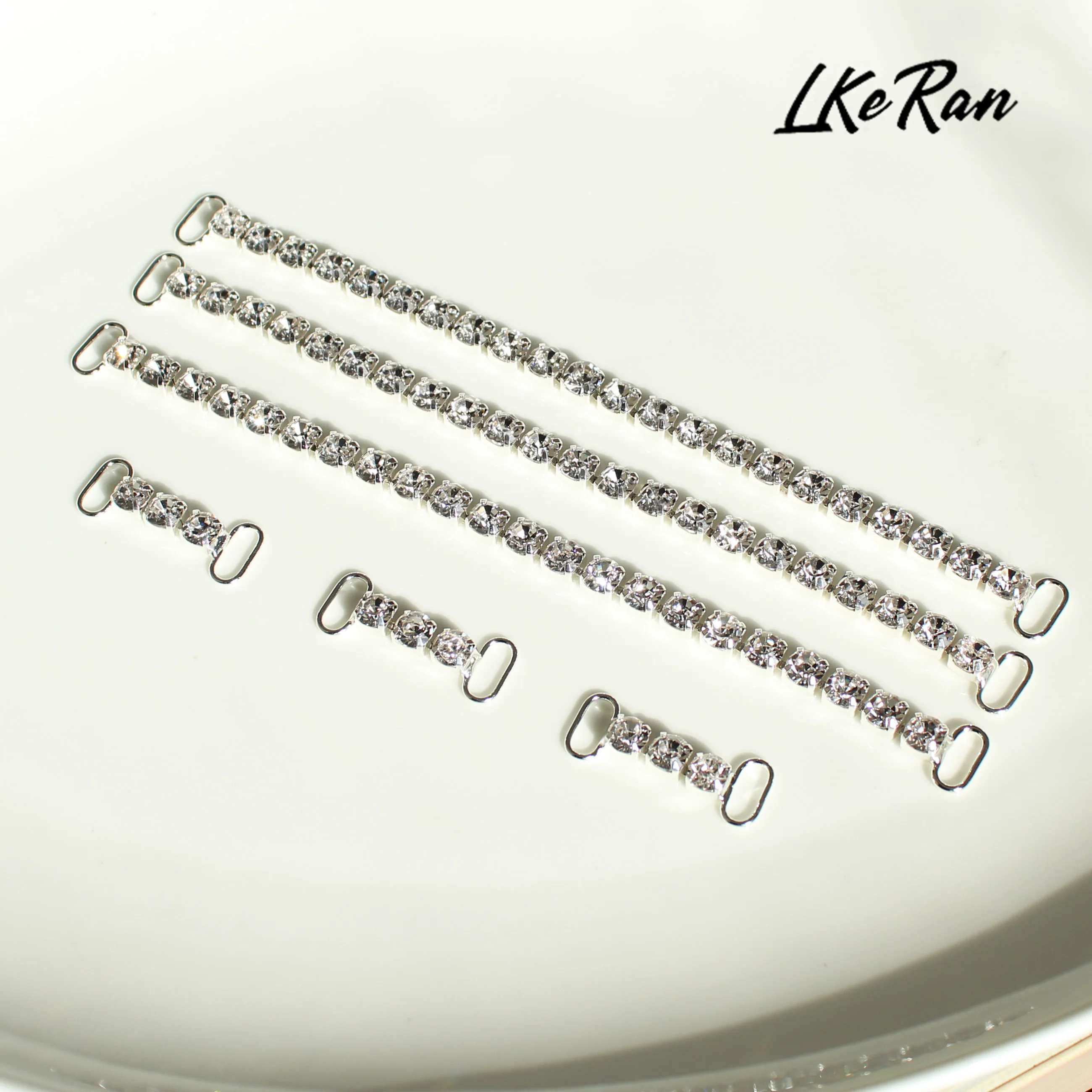 

10Pcs 3cm/16cm Single Row S28 Rhinestone Decoration Chain/Bikini Connector Buckles For Shoulder Strap Clothing Dress Accessories