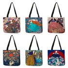 Оригинальные сумки для покупок Inbetweening для девушек, двухсторонние сумки с принтом, женские сумки B13026