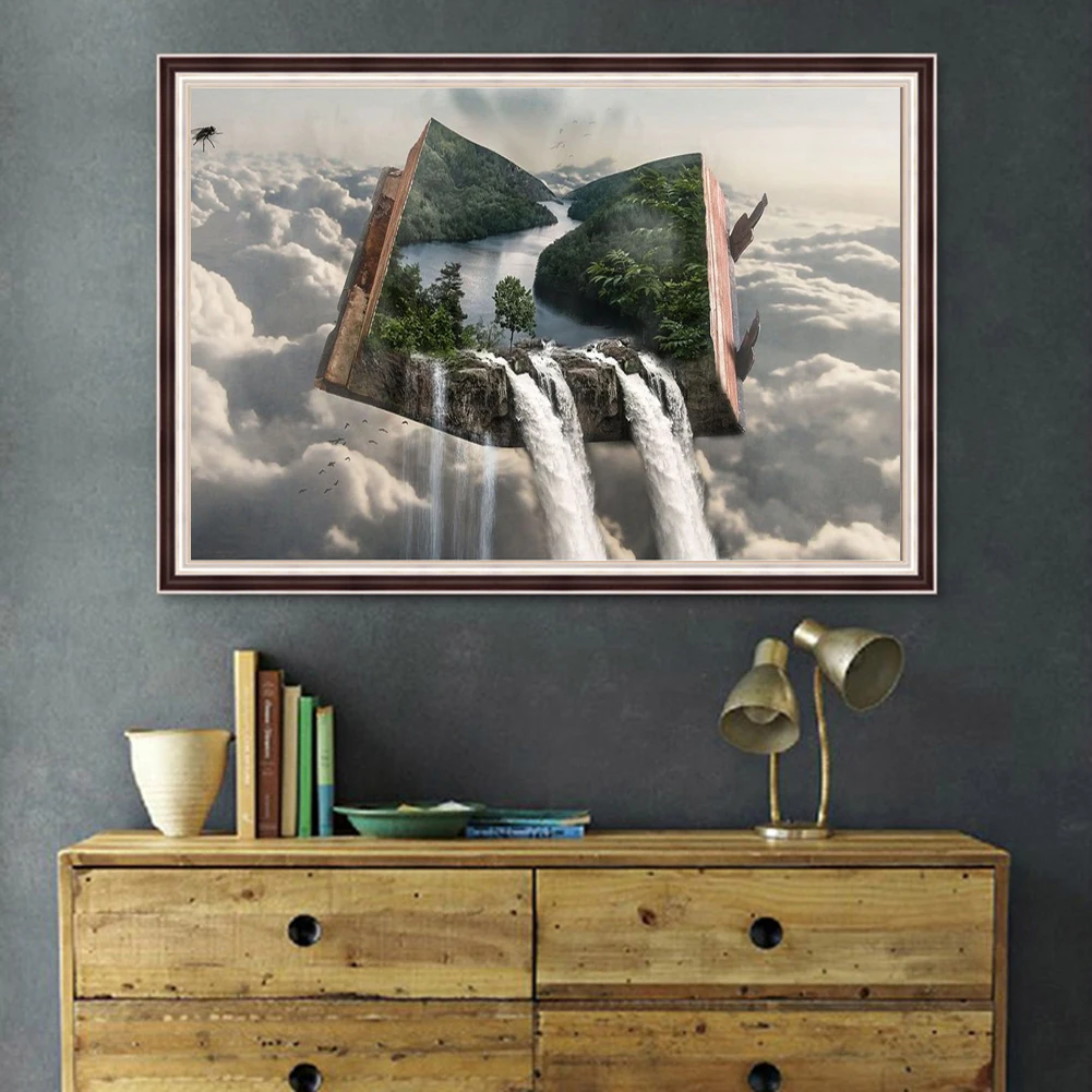 5D DIY алмазная живопись водопад пейзаж полные круглые алмазные картины природный