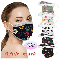 50pc kawaii women disposable face masks print three layer protective mask for teenagers outdoor face protecter ear bandage