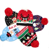 2021 autumn and winter new style childrens jacquard wool ball knitted new year christmas gift christmas warm hat
