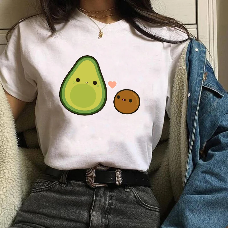 

2021 Women Avocado Funny Cute Fruit Womens Lady T-Shirt T Shirt T-shirts Cute Cartoon Short Sleeve Tees Tops Graphic Ladies