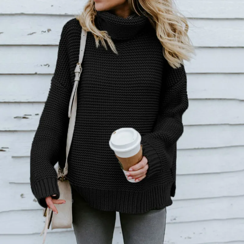 

Oversized Sweater Ladies Turtleneck Sweater Fall/Winter Pulled Sweater European and American Casual Torque Warm Sweater Female
