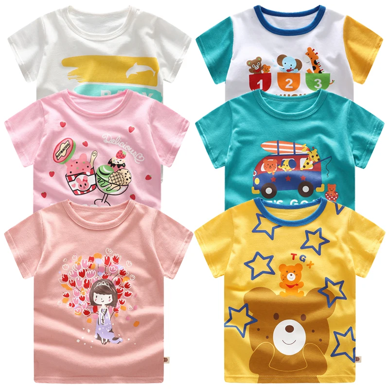 

3Pcs Baby Boy T-Shirt Cartoon Casual Toddler Girl Short sleeve Clothes Tops 0-4 Years Child Clothing Set 2021 Summer Breathable