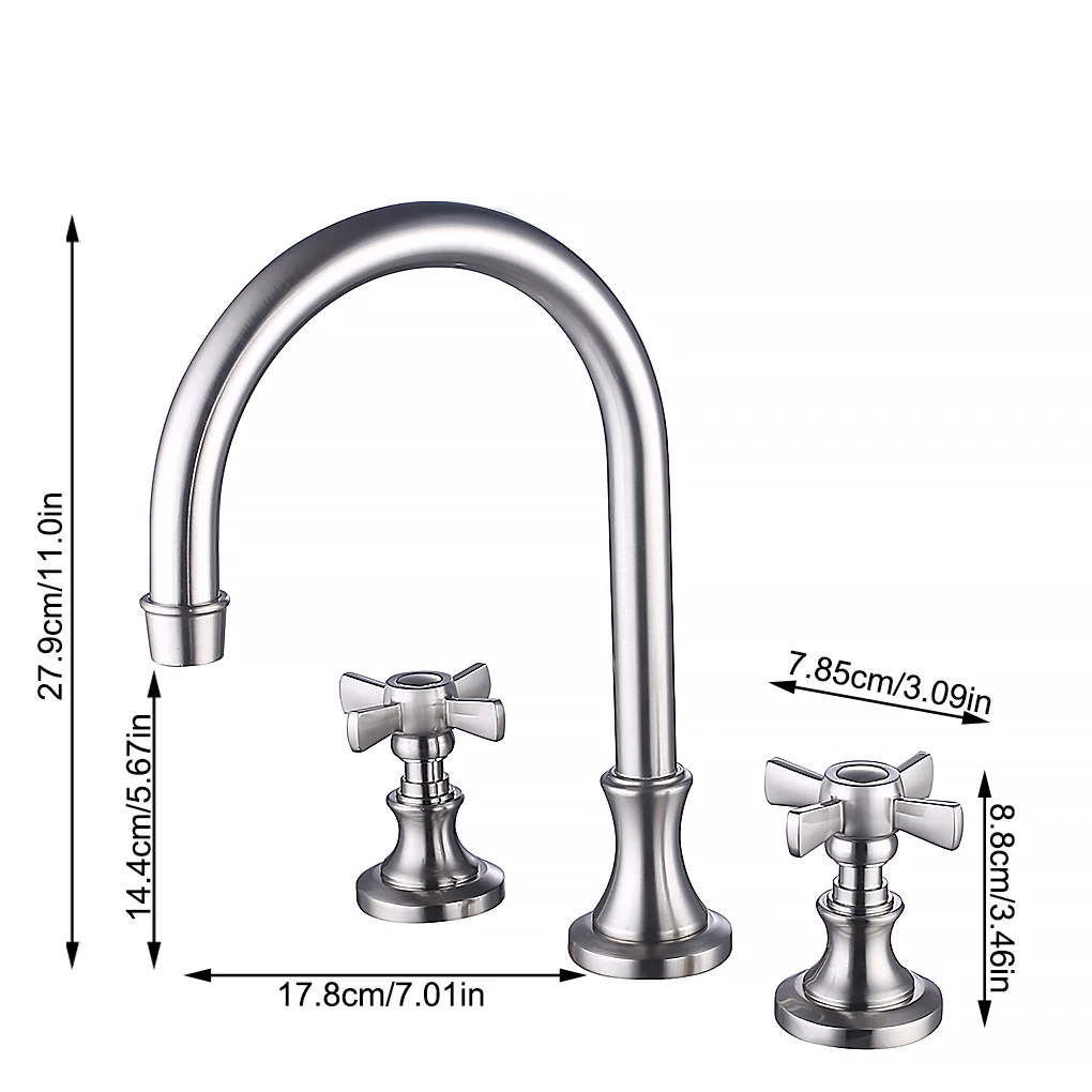 

3 Holes 2 Lever Handles Widespread Bathroom Faucet Toilet Kitchen Hot Cold Water Brass Faucet
