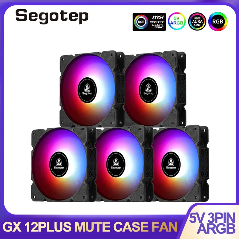 

Segotep aura sync 120mm cpu Cooling Fan 5V 3PIN RGB Adjustable speed Adjust 12cm pc computer Cooler argb Quiet PC Case Fan