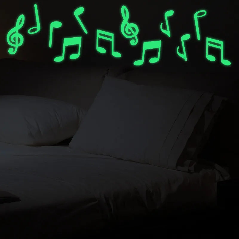 Светящиеся Настенные стикеры в виде музыкальных нот 1 упаковка|Наклейки на стену|