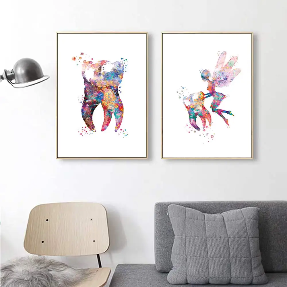 Картина с абстрактной зубами Художественная печать стоматологический гигиенист