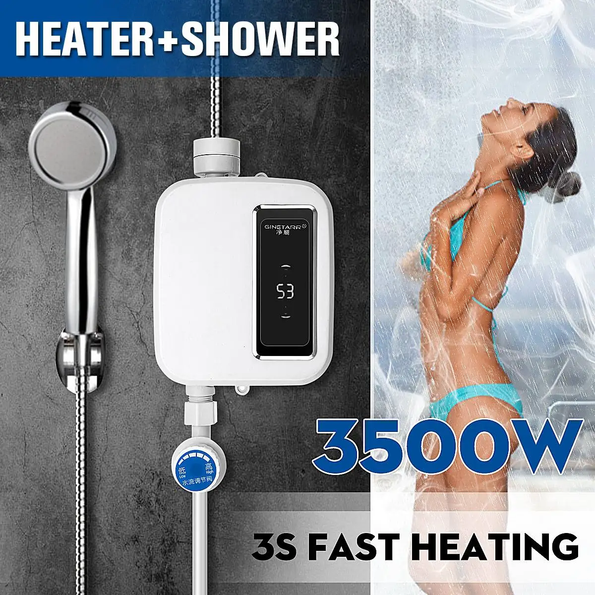 

Electric Tankless 3500W Mini Instant Hot Water Heater Kitchen Faucet Tap Heating Stainless Steel Constant Temperature Automatic