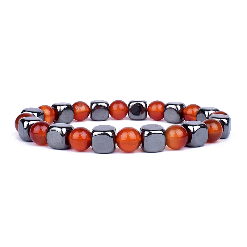 

Fashion Carnelian Hematite Bracelet Men Weight Loss No Magnetic Therapy Bracelets for Women Stretch Health Care Bracelet Jewelry