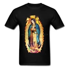 Футболка мужская хлопковая Футболка Высокое качество футболки Our Lady Of Guadalupe Virgin Mary Мексиканская уличная одежда черная уникальная