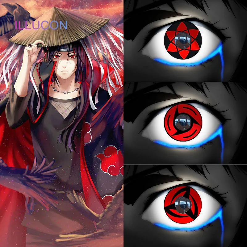 

ILLUCON Colored Contact Lenses Color lens for Eyes Halloween Uchiha Sharingan Cosplay Con Naruto Rinnegan Series