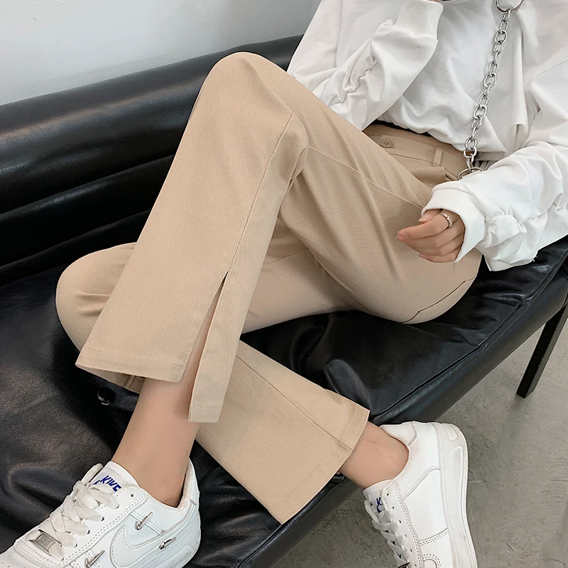 Женские летние брюки с разрезом Свободные повседневные штаны Осенние