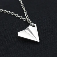 lady female girl women girlfriend couples metal silver color one direction aircraft airplane pendant charm chain necklace