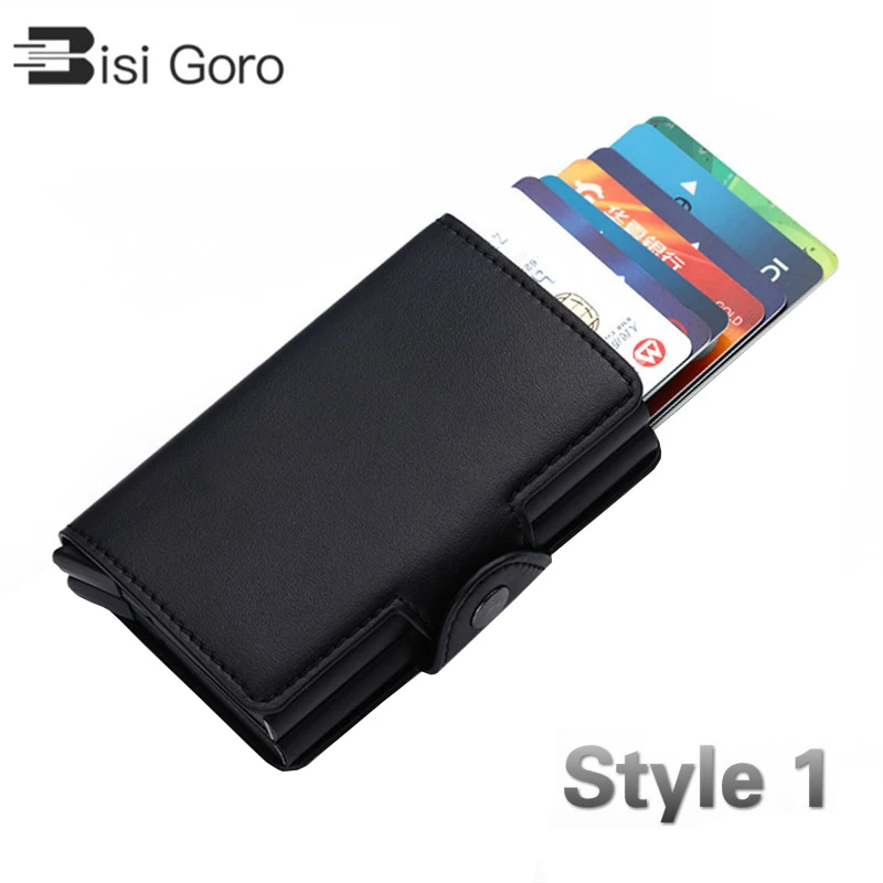 

Винтажный деловой алюминиевый кошелек BISI GORO 2022 для мужчин и женщин, кредитница, чехол, простой кошелек с RFID-блокировкой