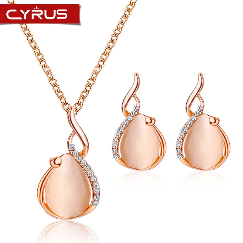 Богемный Кристалл Опал ожерелье Комплект сережек для женщин невесты капли воды