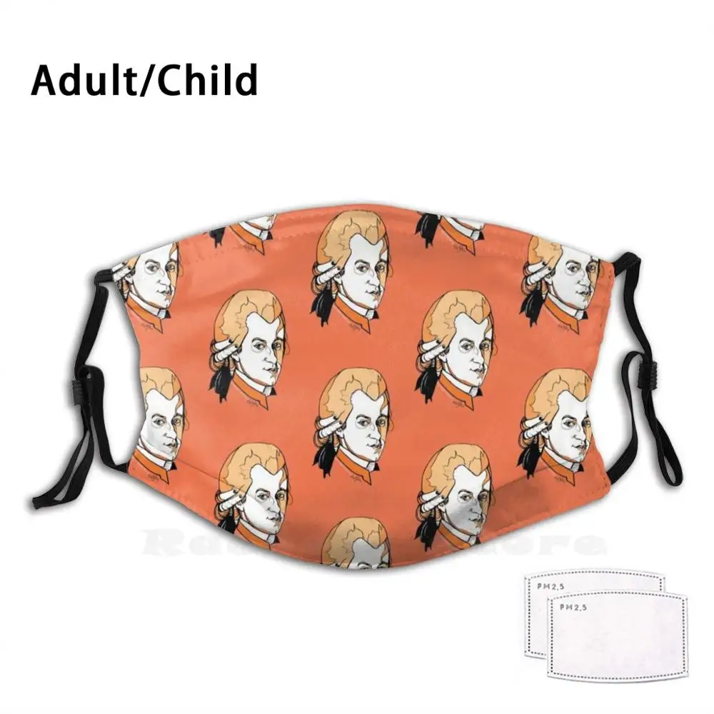 

Wolfgang Amadeus Mozart Funny Print Reusable Pm2.5 Filter Face Mask Mozart Beethoven Artymargit Arty Margit Van Der Zwan