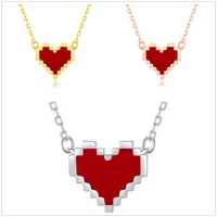 new s925 sterling silver necklace rose gold heart shaped red enamel mosaic women fashion jewelry couple sweet romantic gift