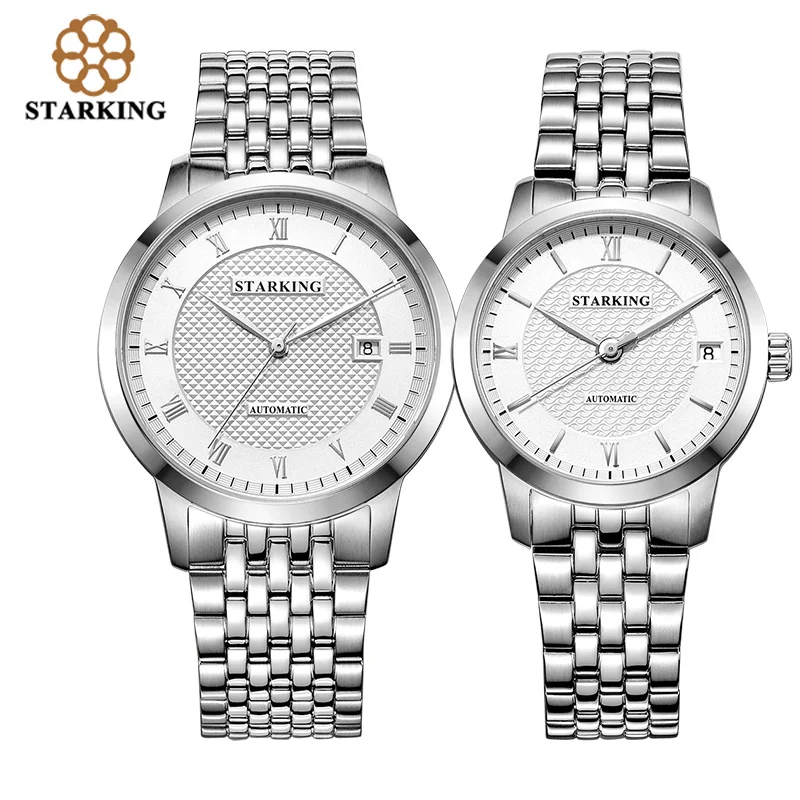

Часы Starking парные автоматические, роскошные золотистые наручные часы-скелетоны в стиле унисекс, из нержавеющей стали для влюбленных