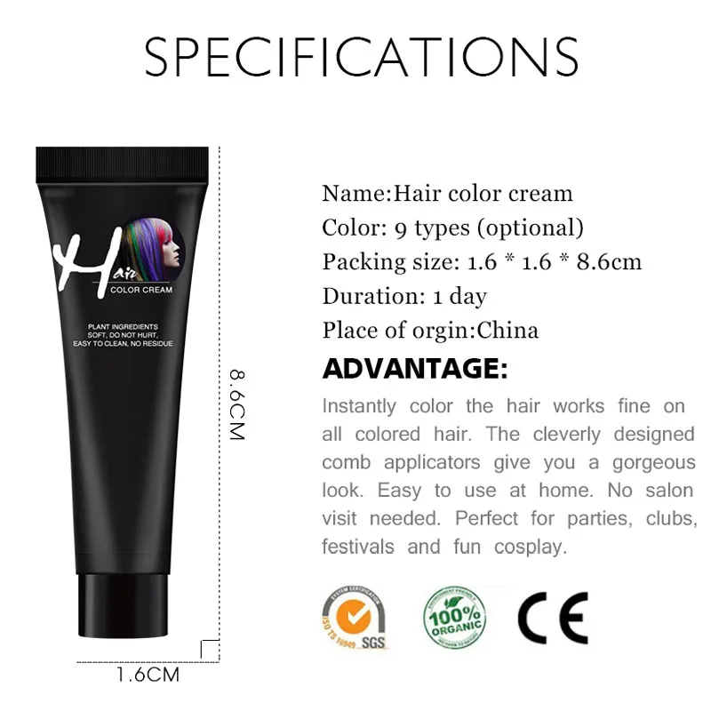 Временная Краска для волос женщин восковая временная краска одноразовая крем