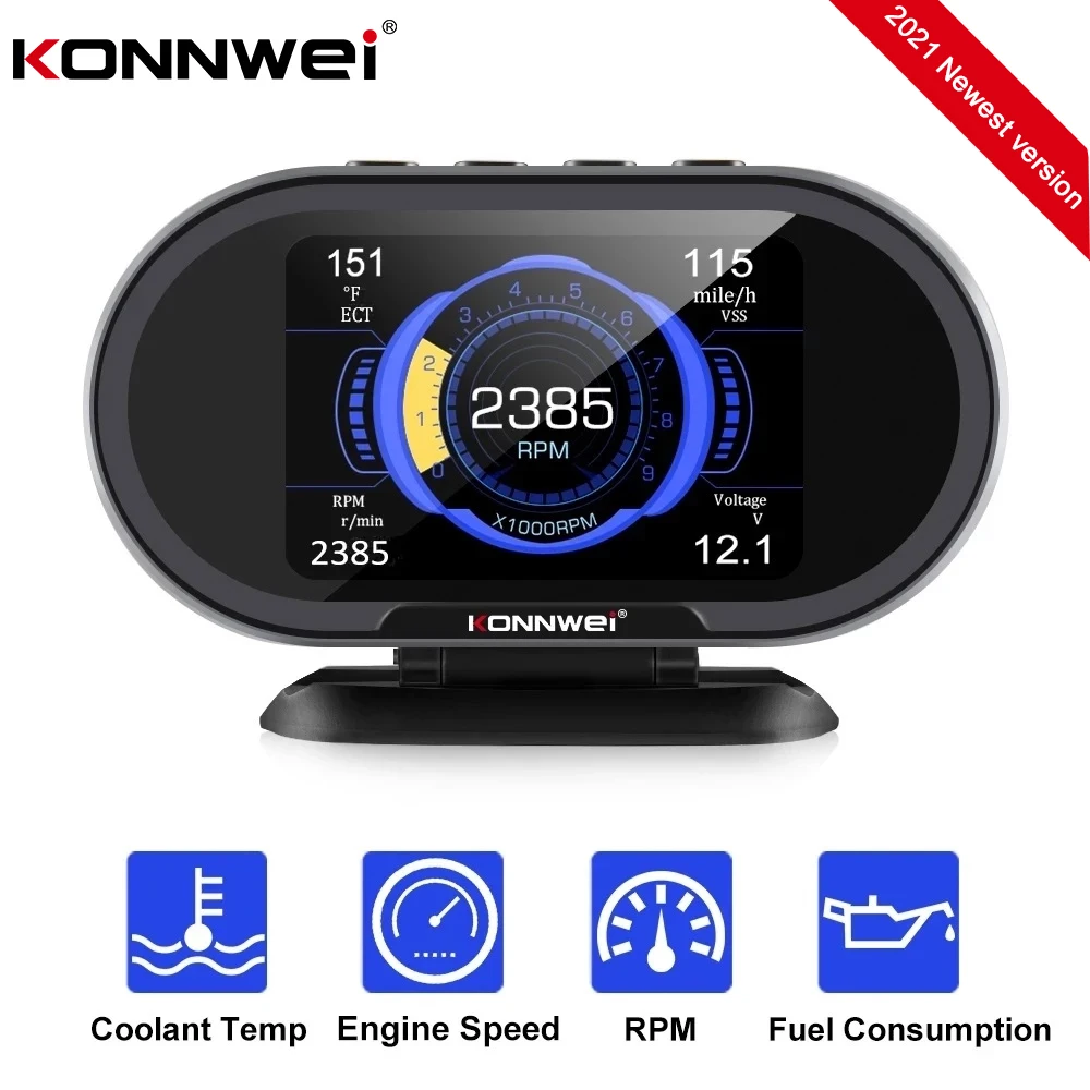 Автомобильный бортовой диагностический сканер KONNWEI KW206 цифровой OBD2 прибор для