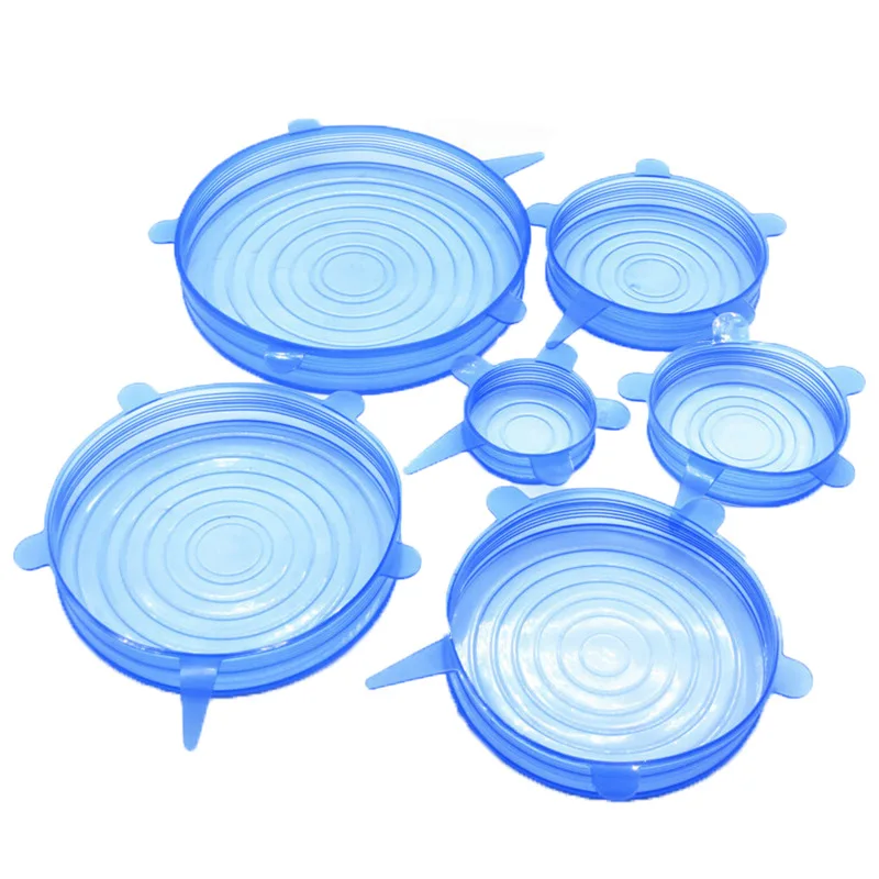 6pcs/set Food Fresh Keeping Silicone Lids Durable Reusable Save Cover Heat Resisting Fits All Sizes and Shapes of Container | Дом и сад