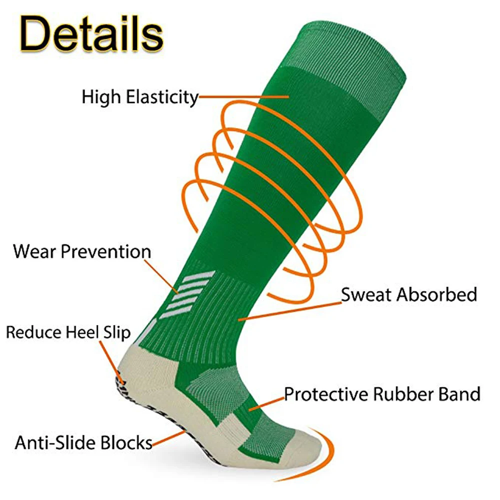 Унисекс противоскользящие футбольные носки спортивные длинные впитывающие для
