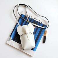 2021 new trendy female baby elephant shape cow leather genuine mobile phone bag mini small shoulder messenger bag