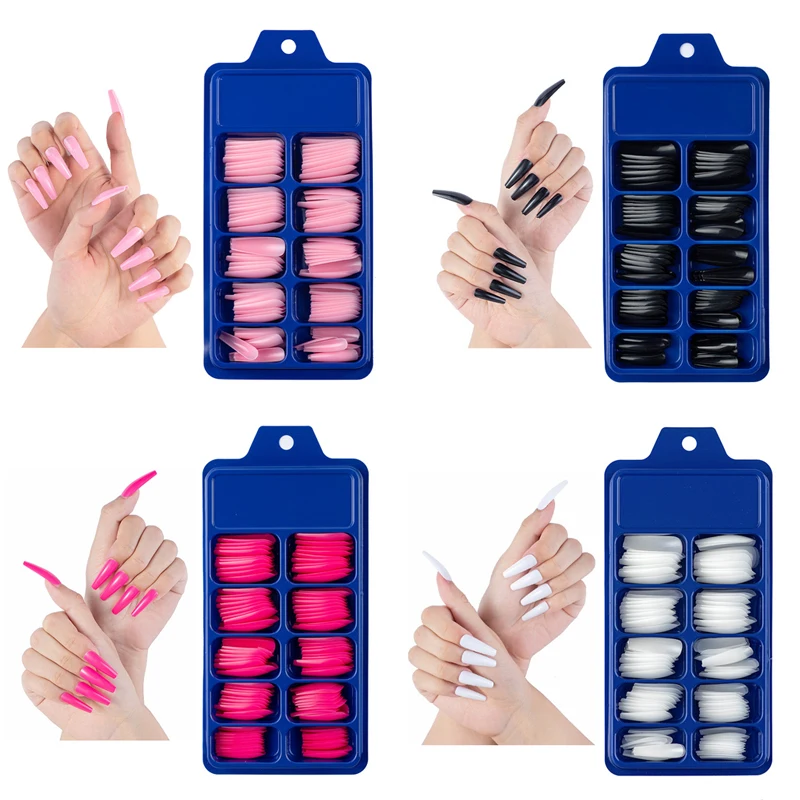 False Nails Tips Acrylic Fake Nail Manicure Sets French Style Artificial Nails with Color/White/Clear/Natural Nail Art Accessory