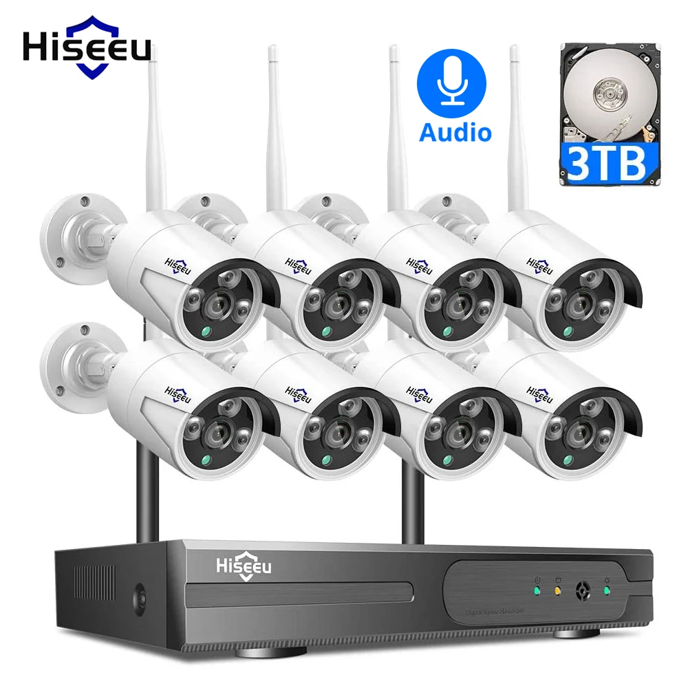 Беспроводная система видеонаблюдения Hiseeu 1080P H.265 + 8 каналов 2 м HD Wi Fi комплект