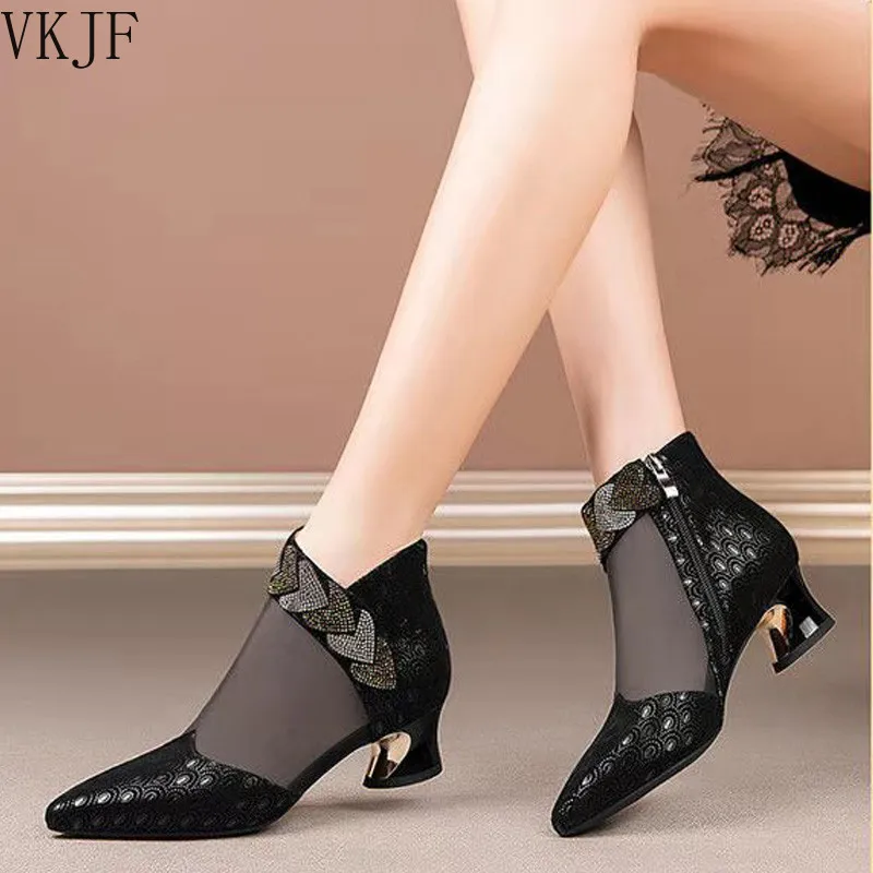 

Женские ботинки, Новинка лета 2021, роскошные дизайнерские модные ботильоны большого размера на высоком каблуке, женские босоножки, Женская с...