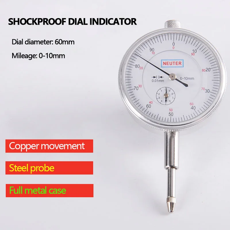 

Прецизионный циферблат-индикатор 0,01 мм, измерительный инструмент, ударопрочный прецизионный цифровой дисплей, циферблат-индикатор 0-10 мм