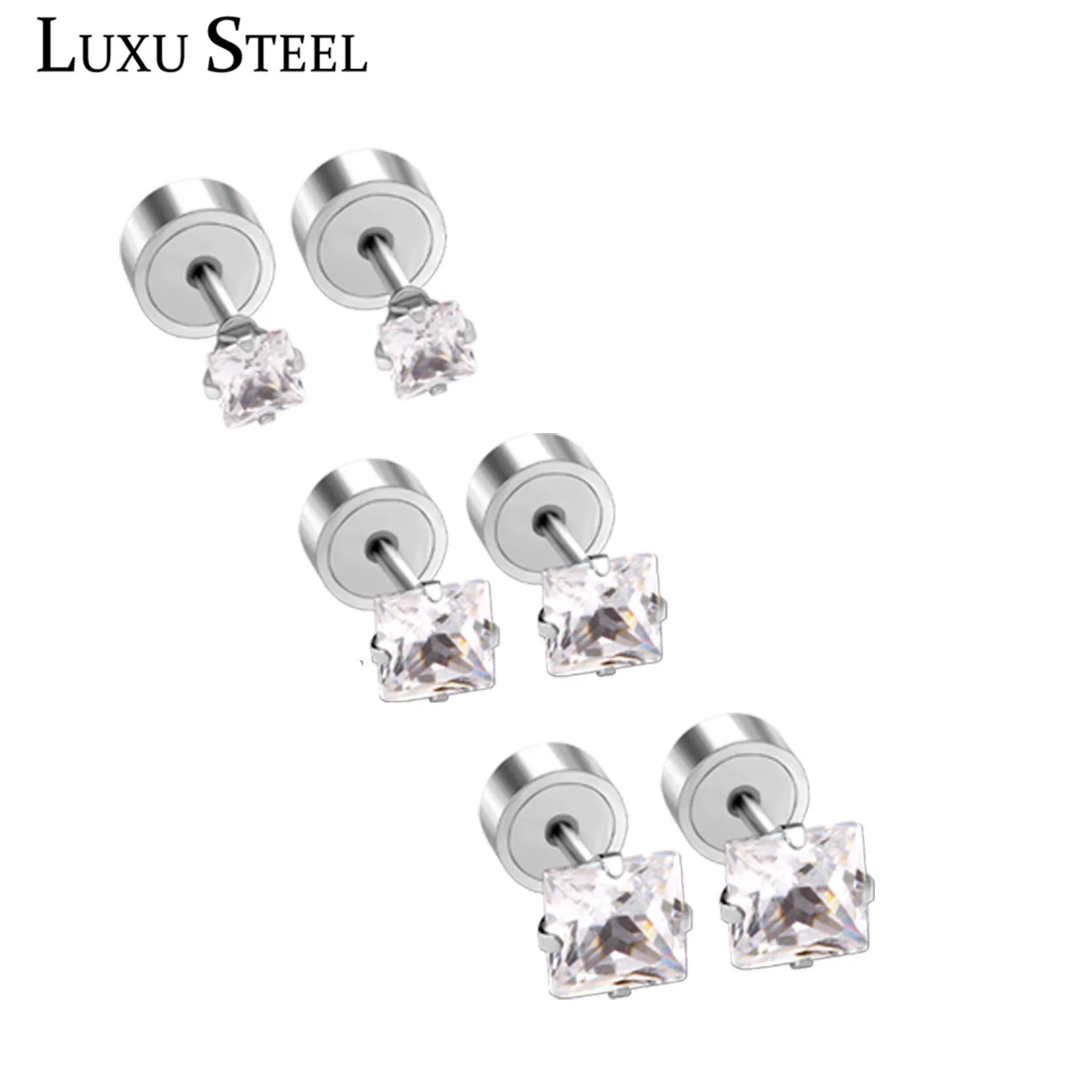 Серьги гвоздики LUXUSTEEL из титановой стали квадратные серьги с квадратным