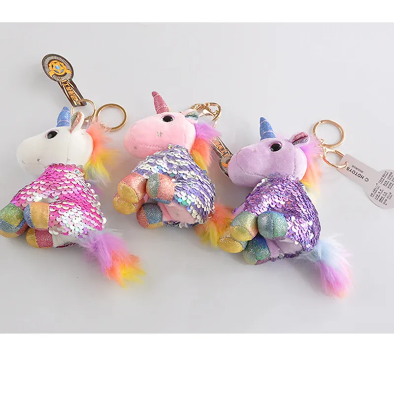 Новинка 2020 прямые продажи плюшевый брелок с пайетками и единорогом для рюкзака