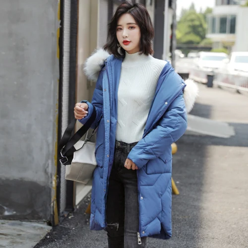 Южная Корея Восточные ворота вниз платье женский средней длины большой воротник