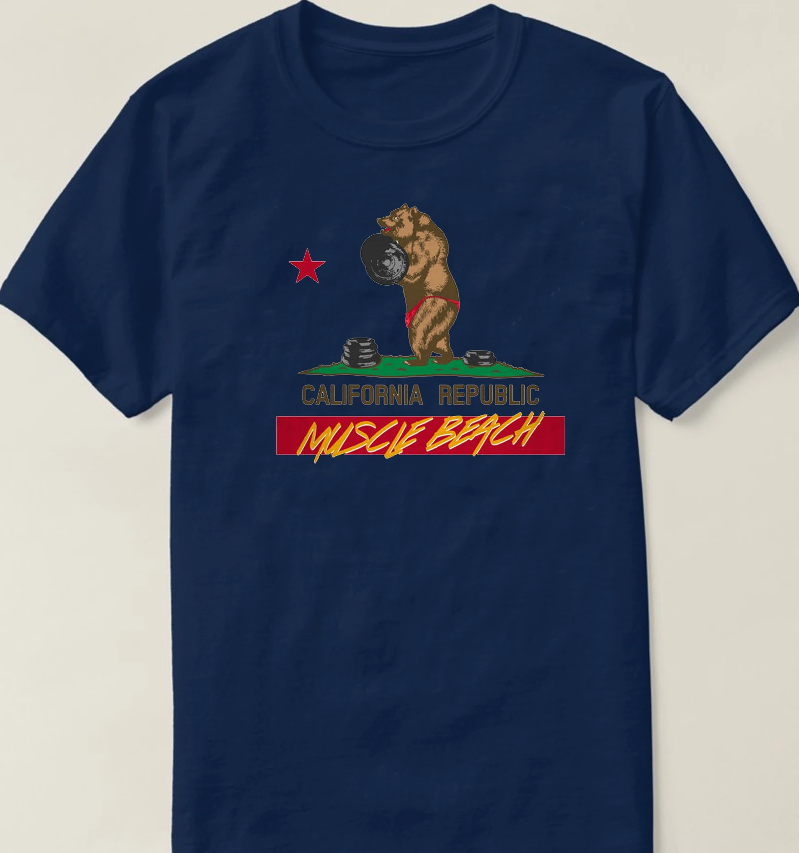 

Funny Design California Flag Muscle Beach Gym Training T-Shirt. Summer Cotton Short Sleeve O-Neck Mens T Shirt New S-3XL
