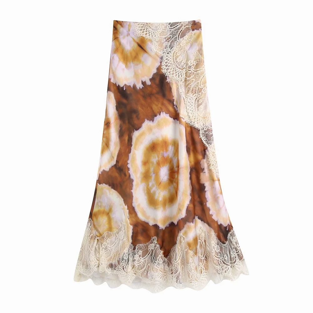 

Женская длинная юбка с цветочным принтом, трапециевидная кружевная юбка в винтажном стиле, Новинка лета 2021