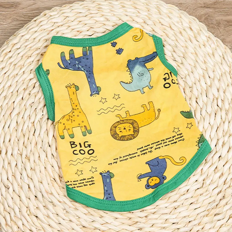 

Cartoon Print Dog Shirt Summer Pet Vest Sleeveless Soft Cotton Cat T-shirt Dog Clothes Durable Puppy Clothing Pet Product New
