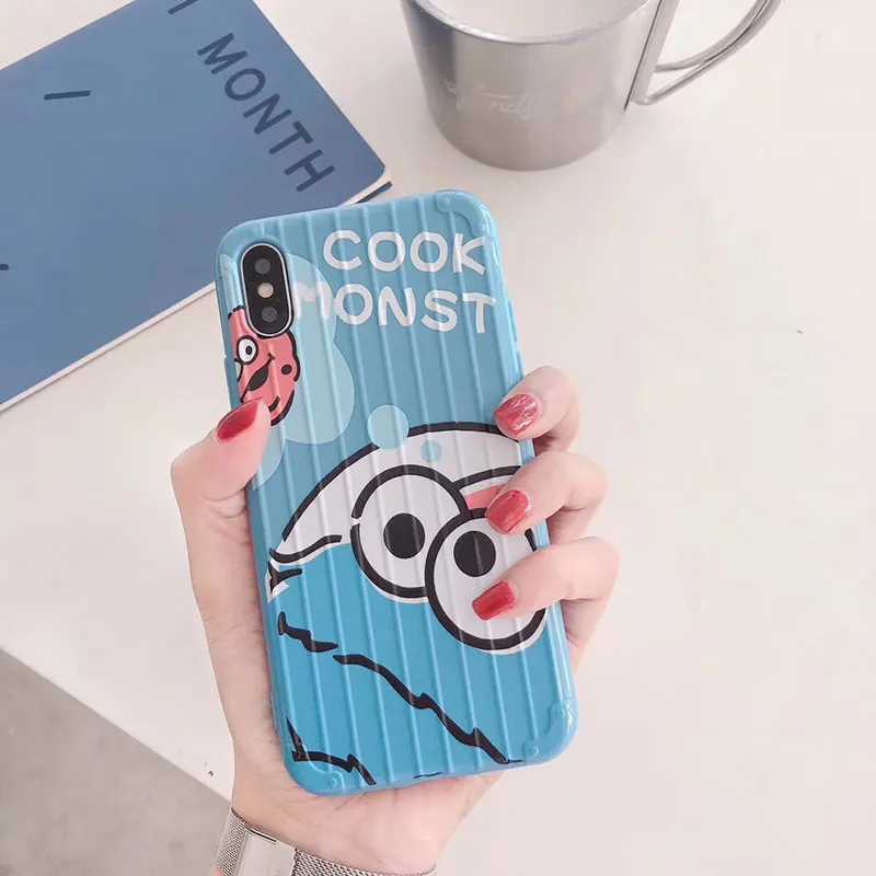Синие милые панели телефона с рисунком для iphone 8 7 6 6splus матовый мягкий чехол для iphone X XR XS MAX back Shell Fundas Capa - Цвет: 1
