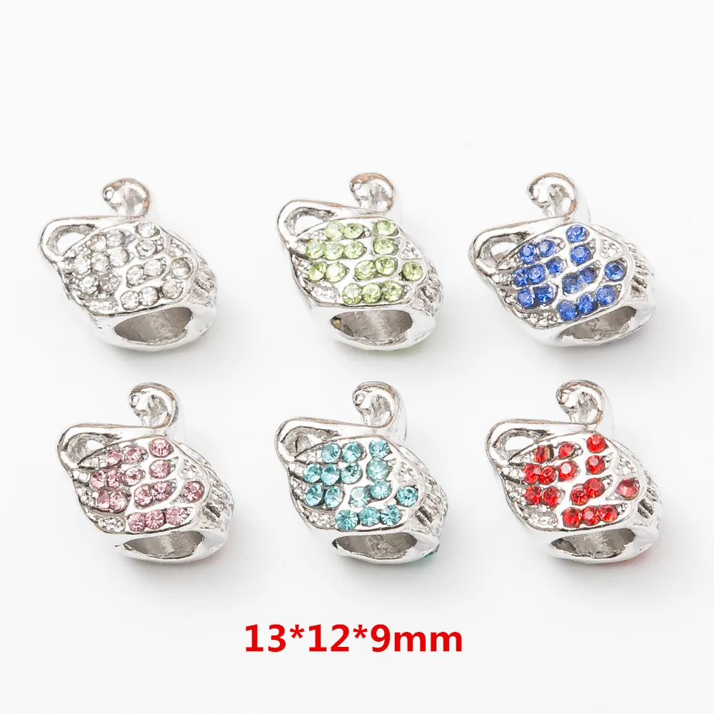 Посеребренные бусины подвески в виде лебедя 5 шт./лот Европейские Бусины сделай