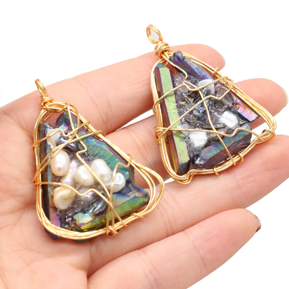 Лидер продаж 2021 натуральный пресноводный жемчуг треугольный обмоток золотой